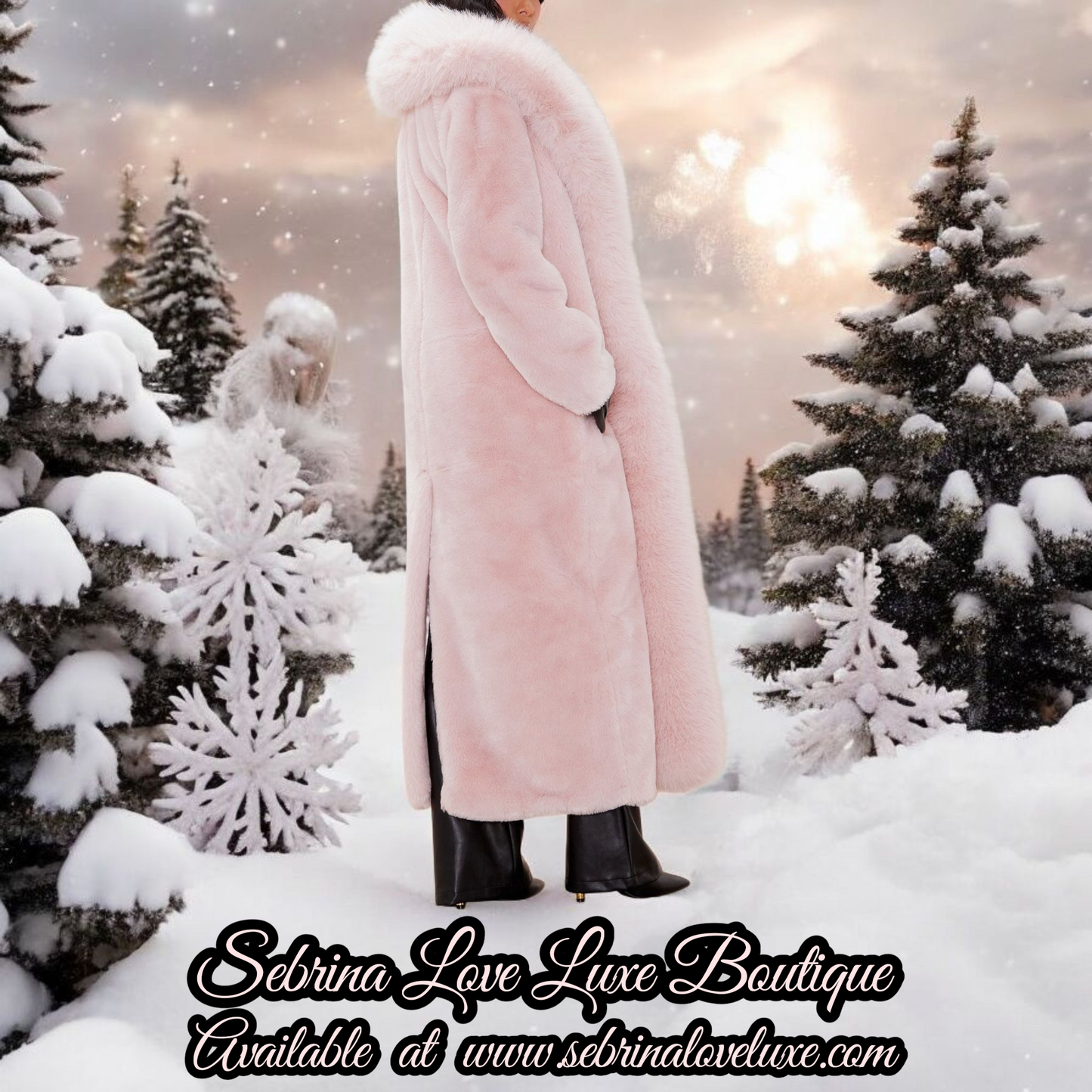 Baby Blush Pink Faux Fur Maxi Coat