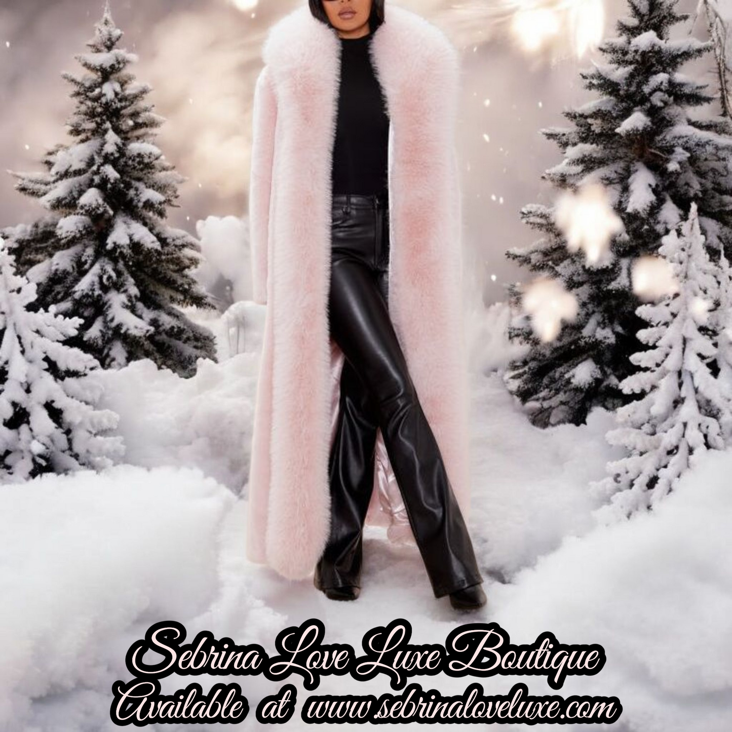 Baby Blush Pink Faux Fur Maxi Coat