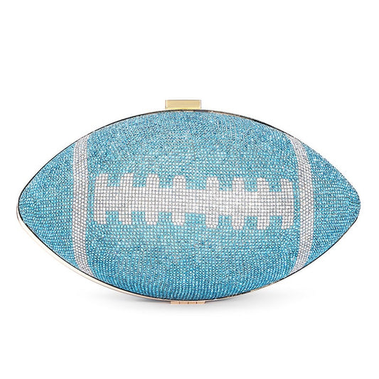 Ocean Blue Rhinestone Crystal Football Purse