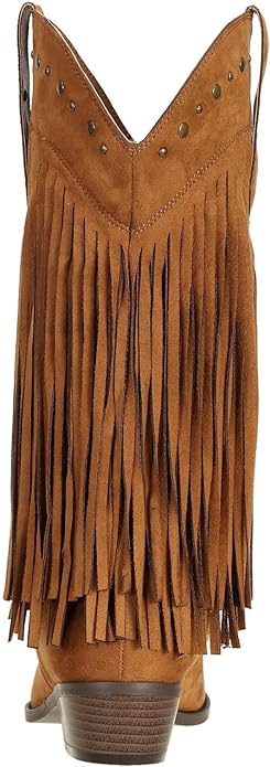 Boho Festival Walnut Brown Fringe Western Boots