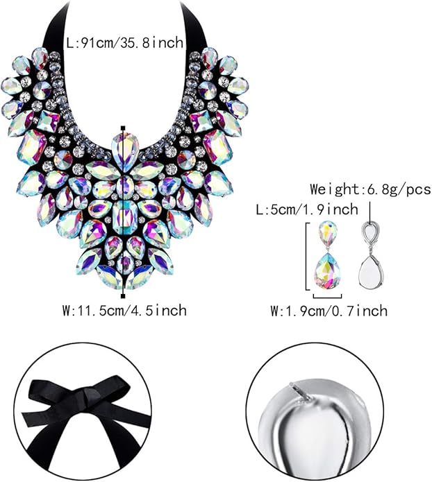 Gothic Romance AB Multicolor Bejeweled Collar Necklace