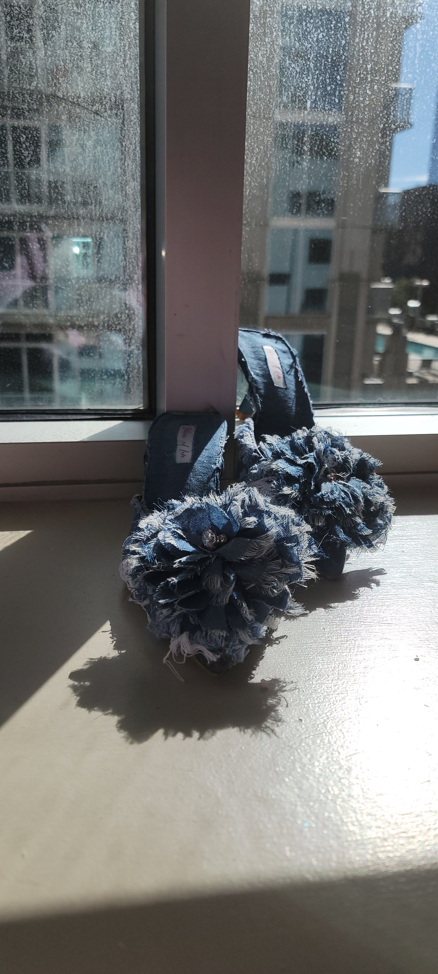 "KIMBERLY" Denim & Diamonds Crystal Mules