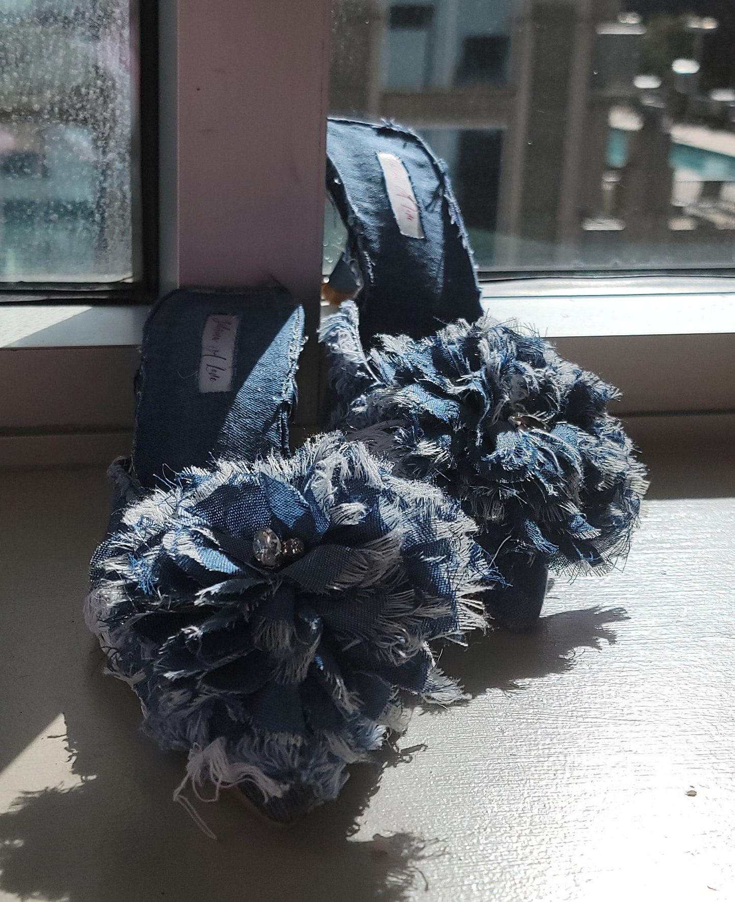 "KIMBERLY" Denim & Diamonds Crystal Mules