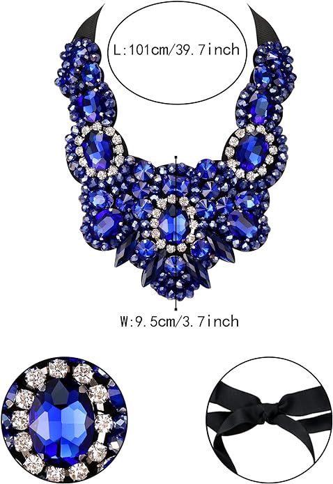 Gothic Romance Cobalt Blue Bejeweled Collar Necklace