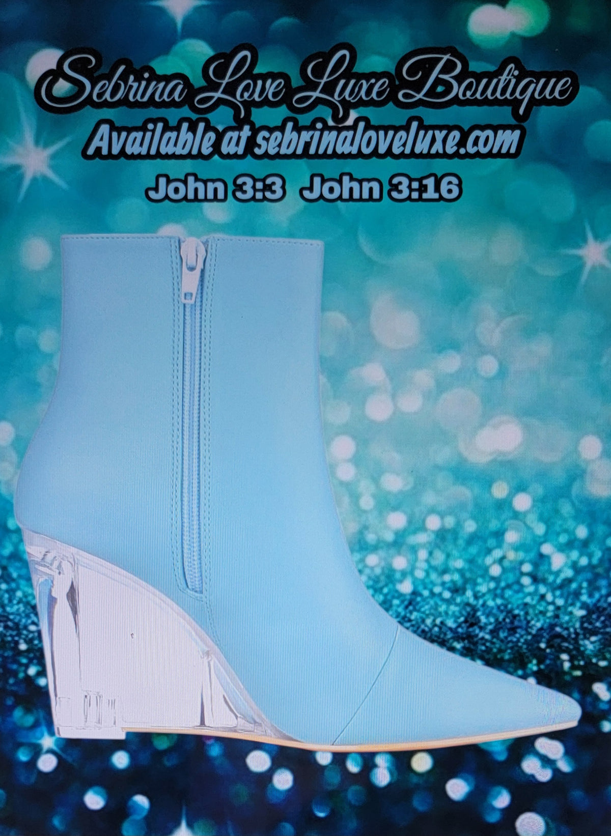 Chic Light Ocean Blue Mint Green clear Wedge Heel Ankle Boots