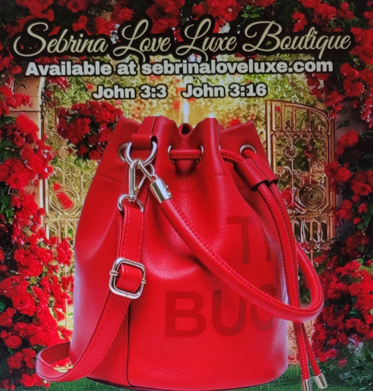 Chic Red Bucket Handbag Purse