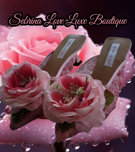 The "Eleana Rose" Pink Tulle Rose Mules