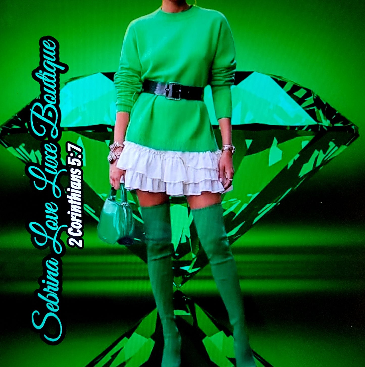Chic Kelly Green Sweater Knit Thigh Boots