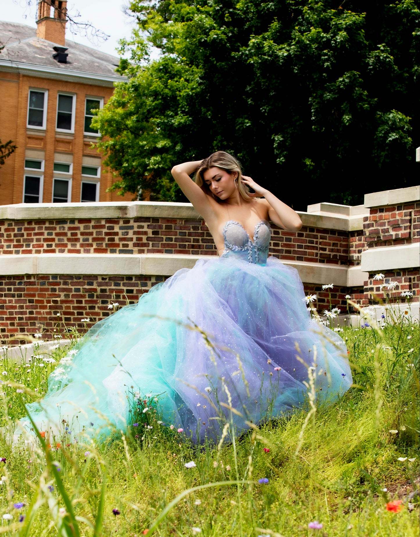 Sample Gown Set Only "LADY NATALIE" Blue Lavender White & Silver Wedding Ballgown Set