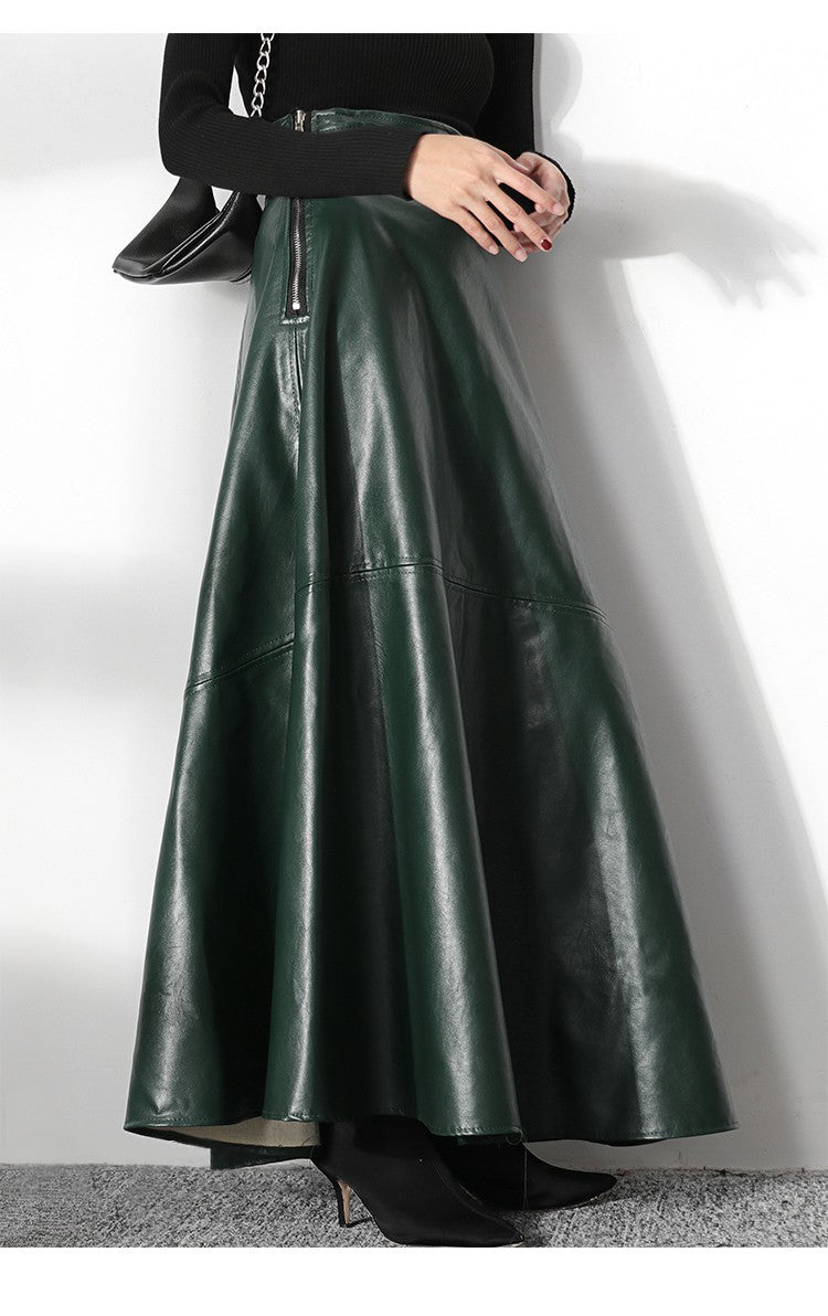 Hunter Green Faux Leather Maxi Skirt