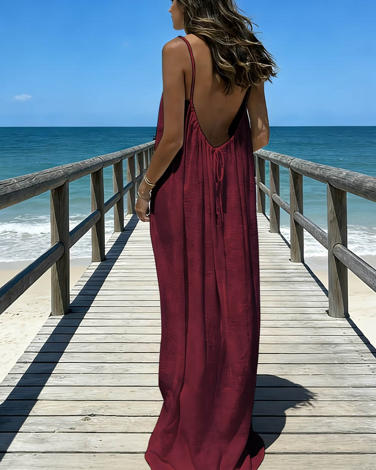 Romantic Merlot Backless Maxi Dress