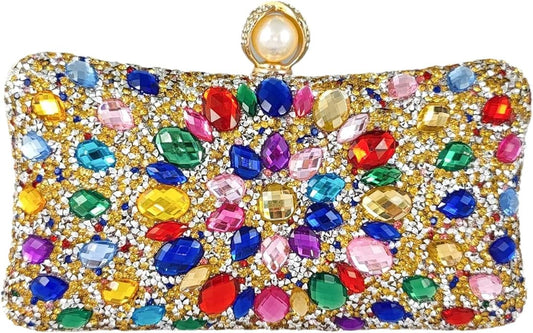 Elegant Multicolor Rhinestone Crystal Evening Purse