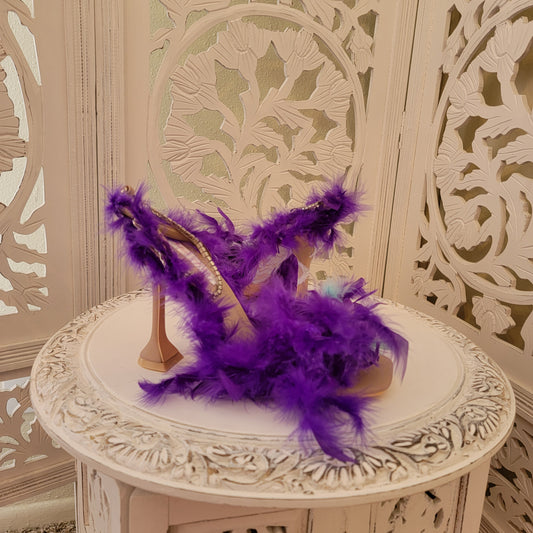 Sexy "VIOLET RAE" Purple Feather Ankle Strap Heels