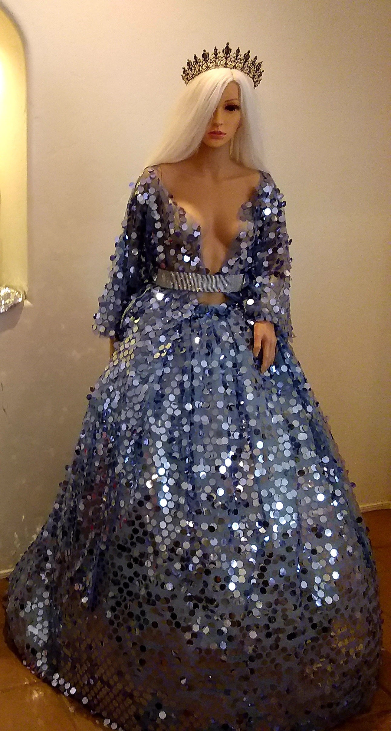 The 💎SUKI💎 Something Blue Sequin Crystal Kimono Wedding Ballgown Set