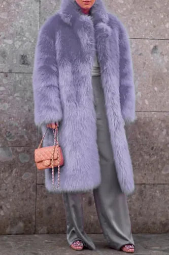 Plush Lavender Faux Fur Coat