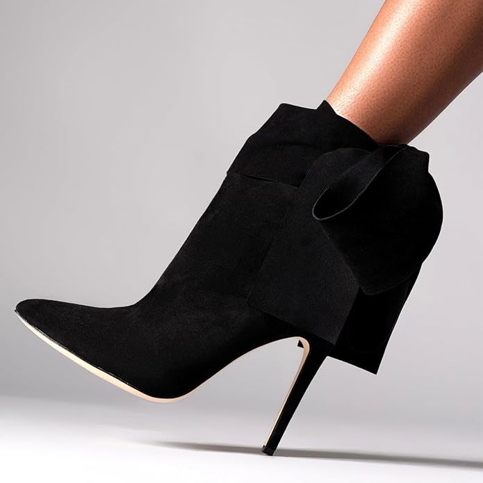 Sexy Black Bow Detail Ankle Boots