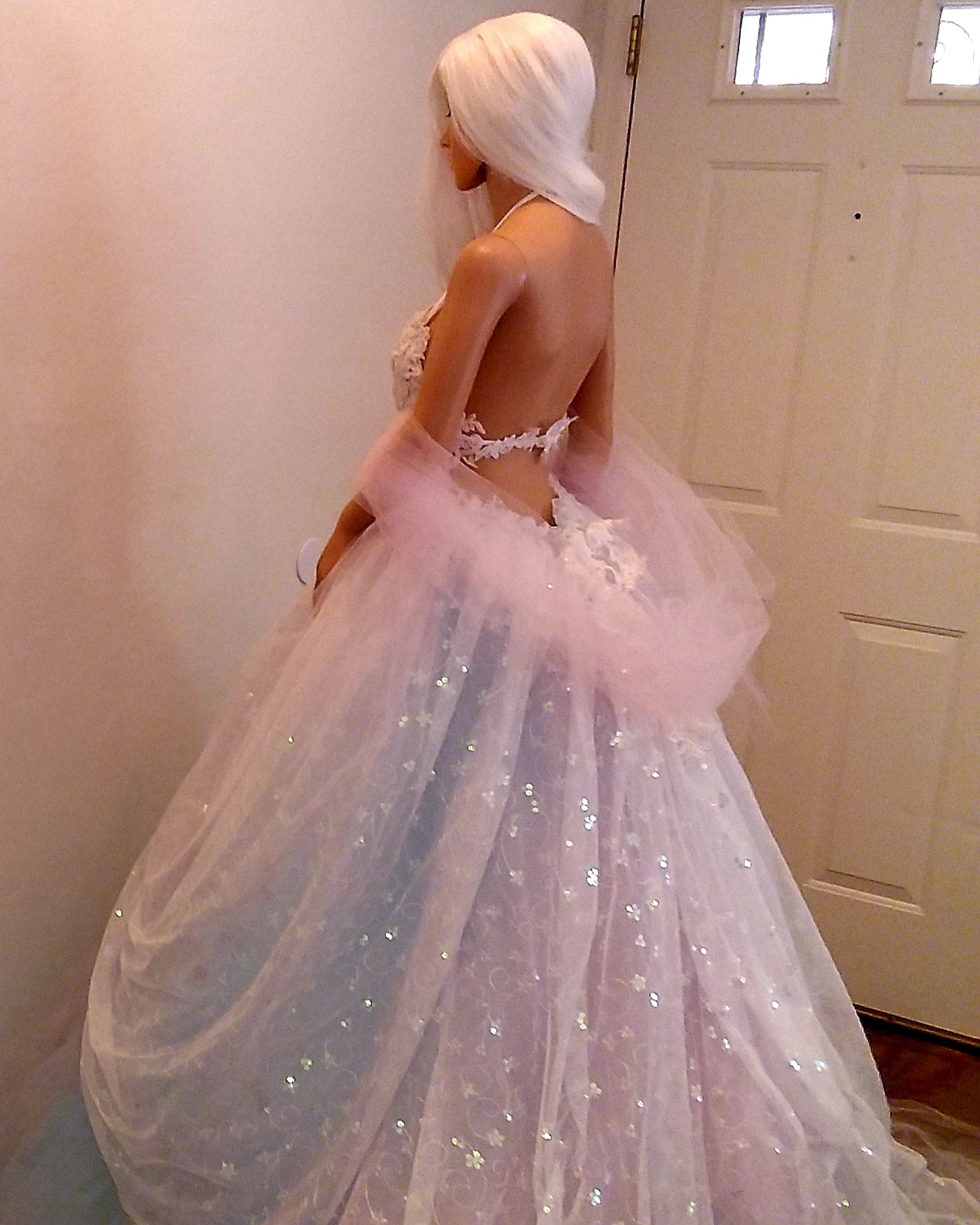 "CISSY" White Lace & Sequin & Tulle Wedding Ballgown Set