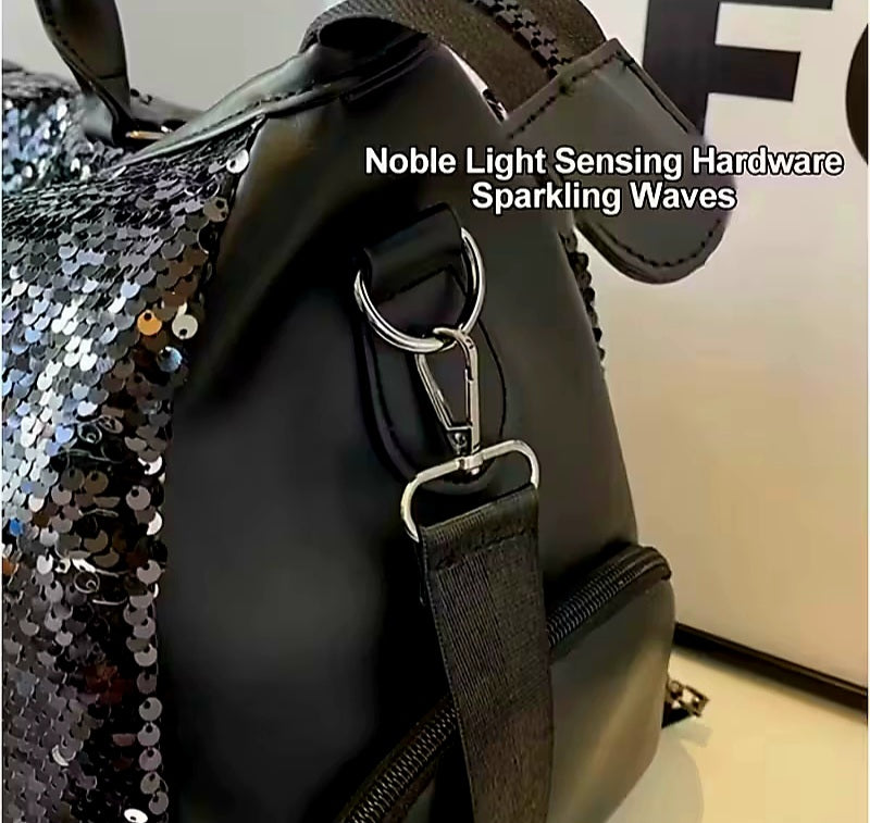 Beautiful Sparkling Black Sequin Carry-on Overnight Luggage Bag