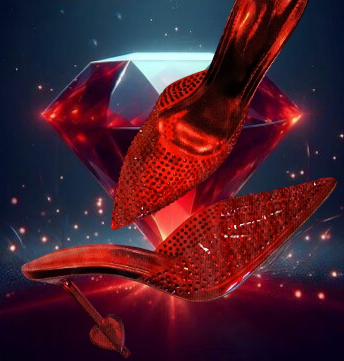 Sexy Candy Red Transparent Crystal Heart Mule Heels