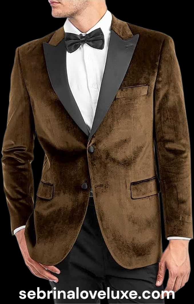 Elegant Rich Brown Velvet Dinner Formal Jacket