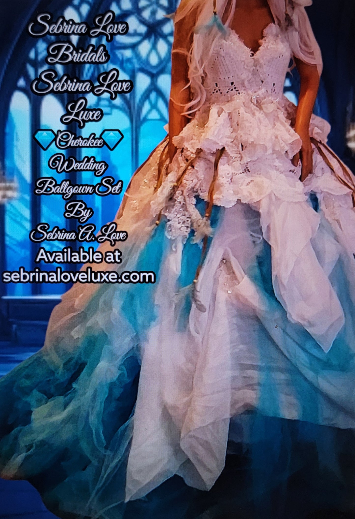 The 💎CHEROKEE 💎 White & Turquoise Boho Wedding Ballgown Set
