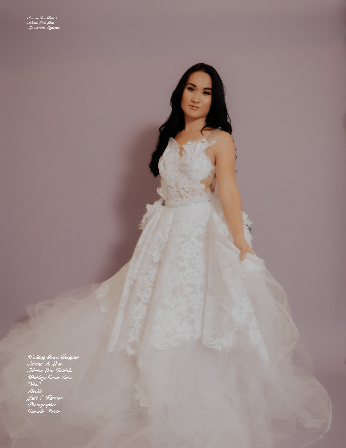 "DEMPSEY" White Sequined Lace Wedding Ballgown Set