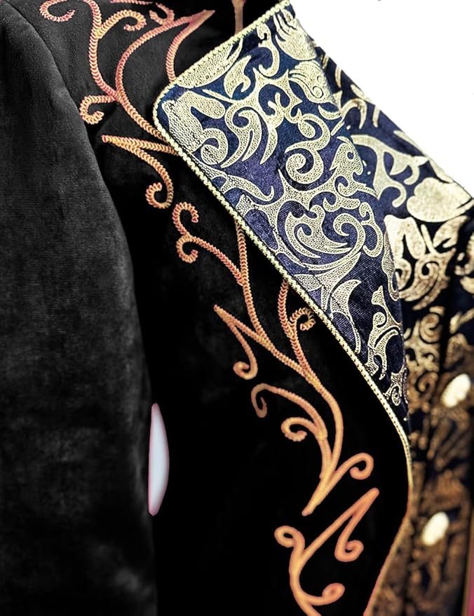 Men's Red & Gold Medieval Gothic Renaissance Victorian Inspired Steampunk Formal Tails Coat Costume