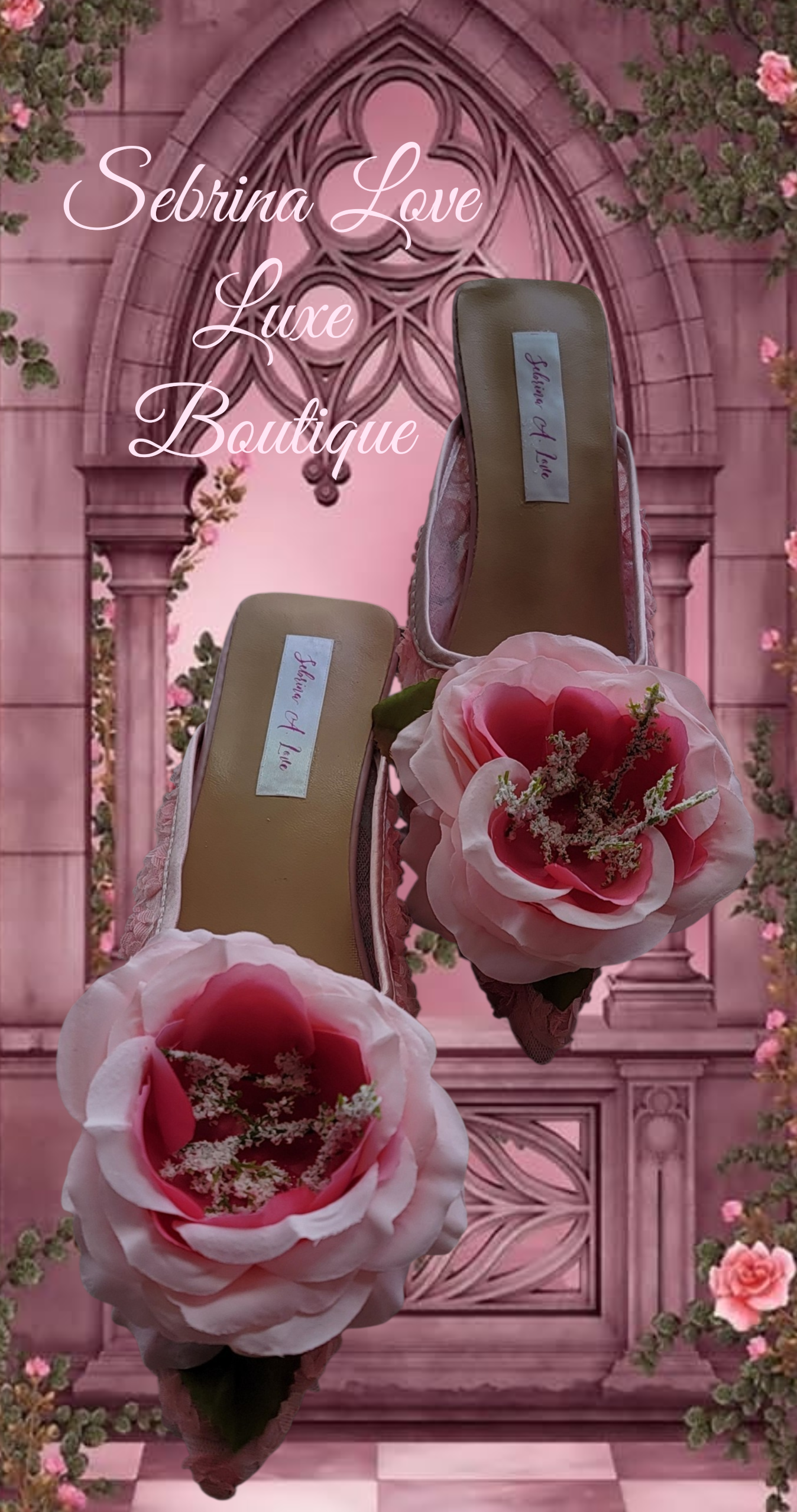 The "Eleana Rose" Pink Tulle Rose Mules