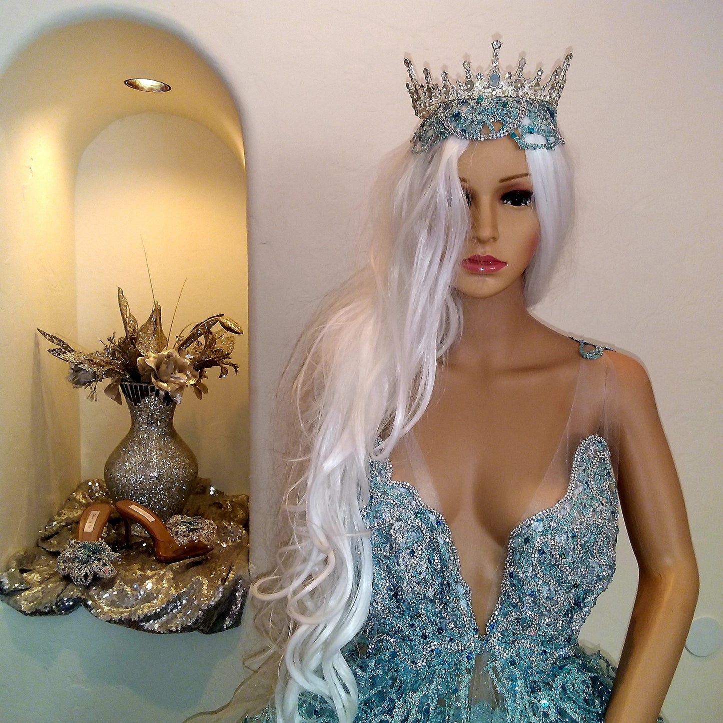 The "AMALI" Ocean Blue Sequin Lace Tulle Wedding Ballgown Set (Custom Order)