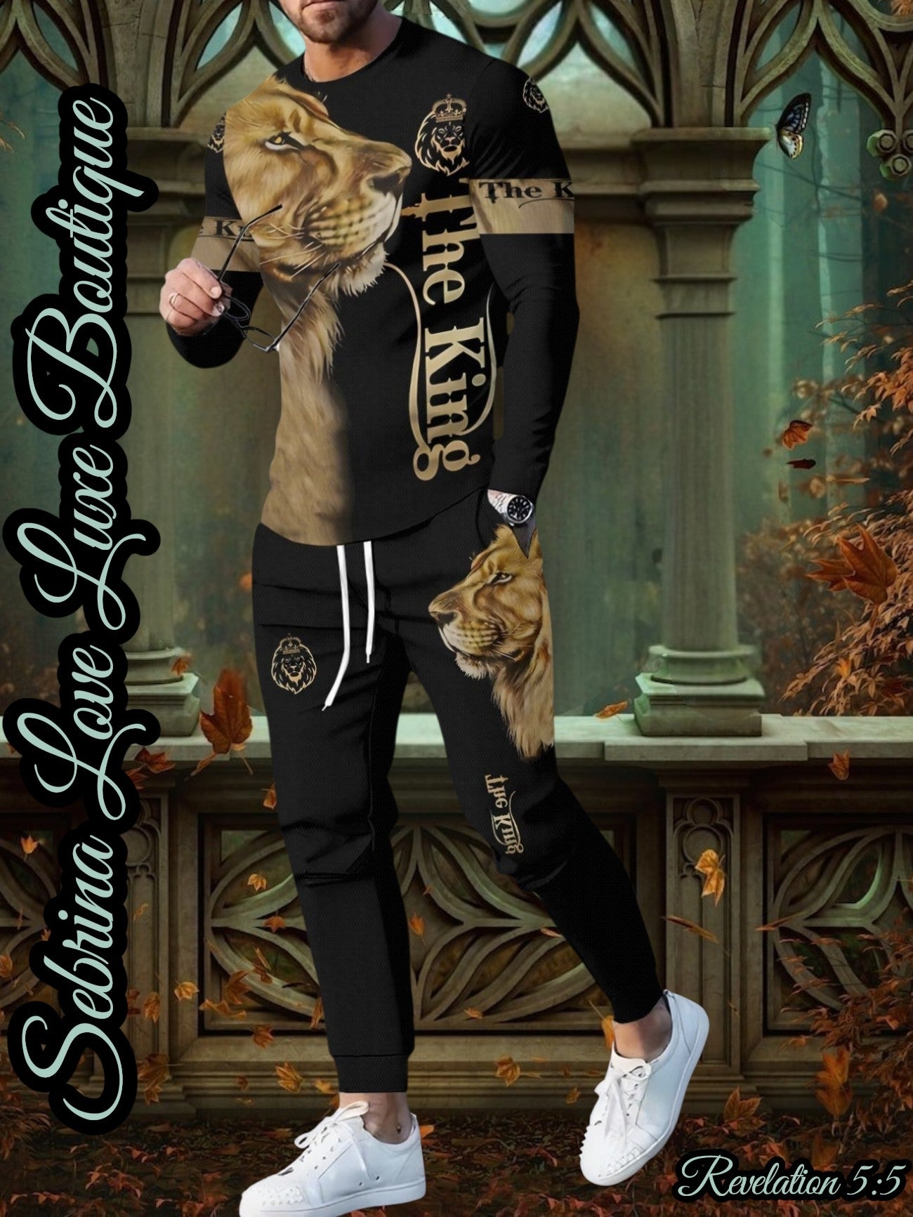 "THE KING" Men's 2pc Graphic Scripture Hoodie & Jogger Set