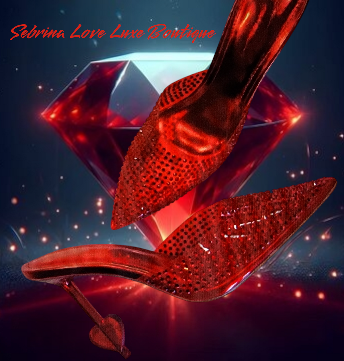 Sexy Candy Red Transparent Crystal Heart Mule Heels
