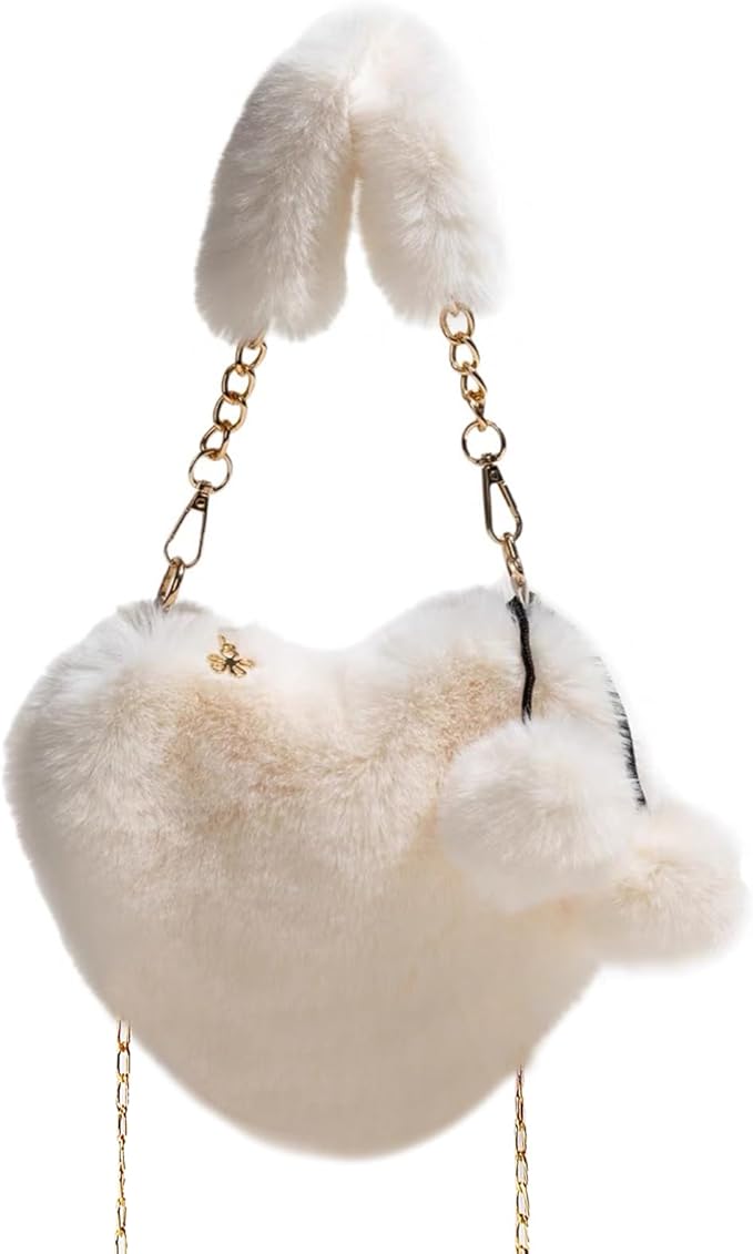 Fluffy Ivory Faux Fur Purse