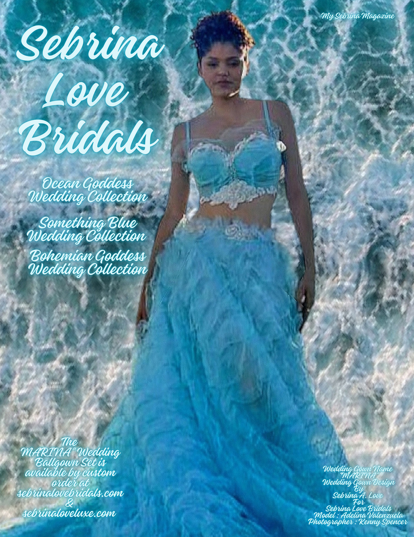 "MARINA" Ocean Blue Ruffled Organza Wedding Ballgown Set