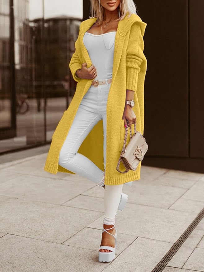 Cozy Rich Golden Yellow Maxi Cardigan Sweater