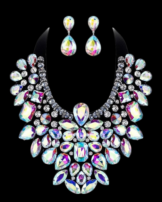 Gothic Romance AB Multicolor Bejeweled Collar Necklace