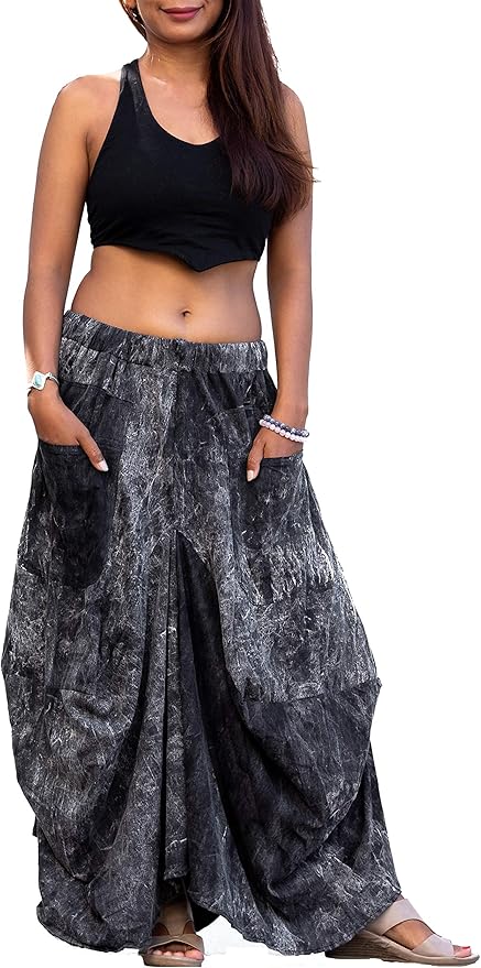Romantic Boho Black & Gray Maxi Skirt