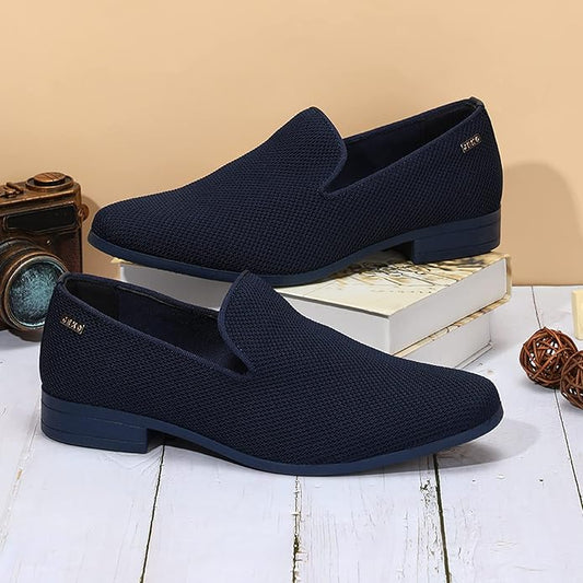 Elegant Navy Blue Men's Drivers Moccasin Loafers