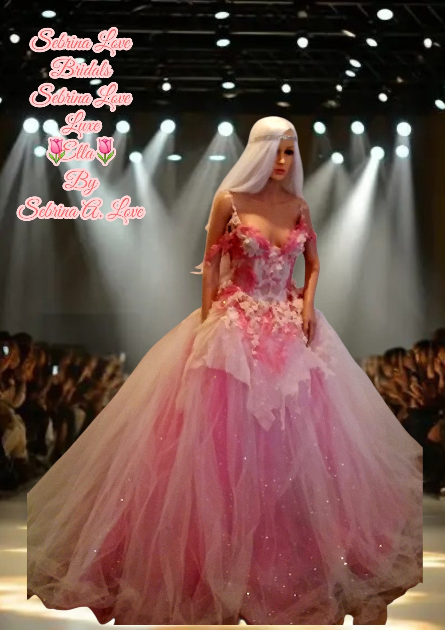 "ELLA" Ivory & Pink Lace & Tulle Wedding Ballgown Set