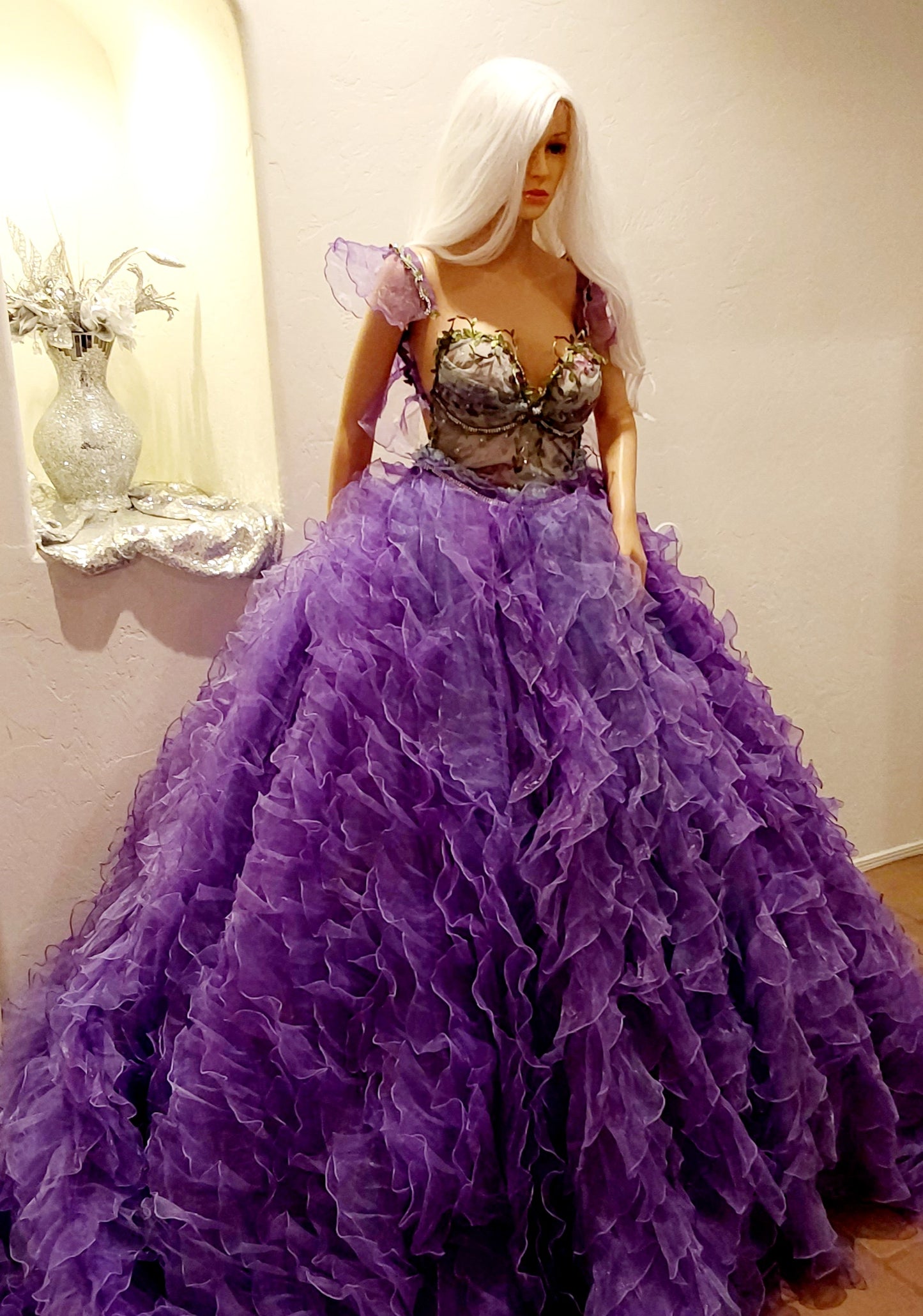 🪻EVE🪻Lavender Ruffled Organza Garden Wedding Ballgown Set