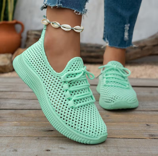 Cute Aqua Mint Green Breathable Knit Sneakers