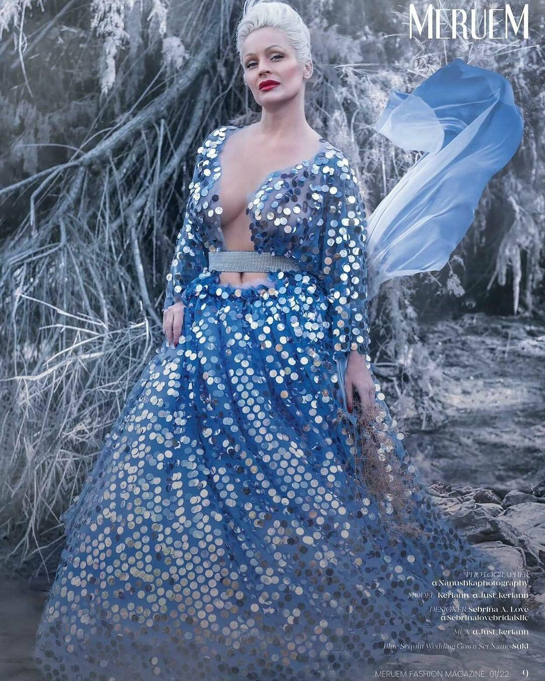The 💎SUKI💎 Something Blue Sequin Crystal Kimono Wedding Ballgown Set