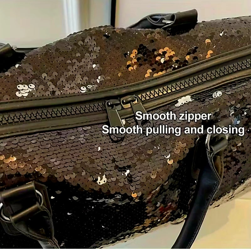 Beautiful Sparkling Black Sequin Carry-on Overnight Luggage Bag