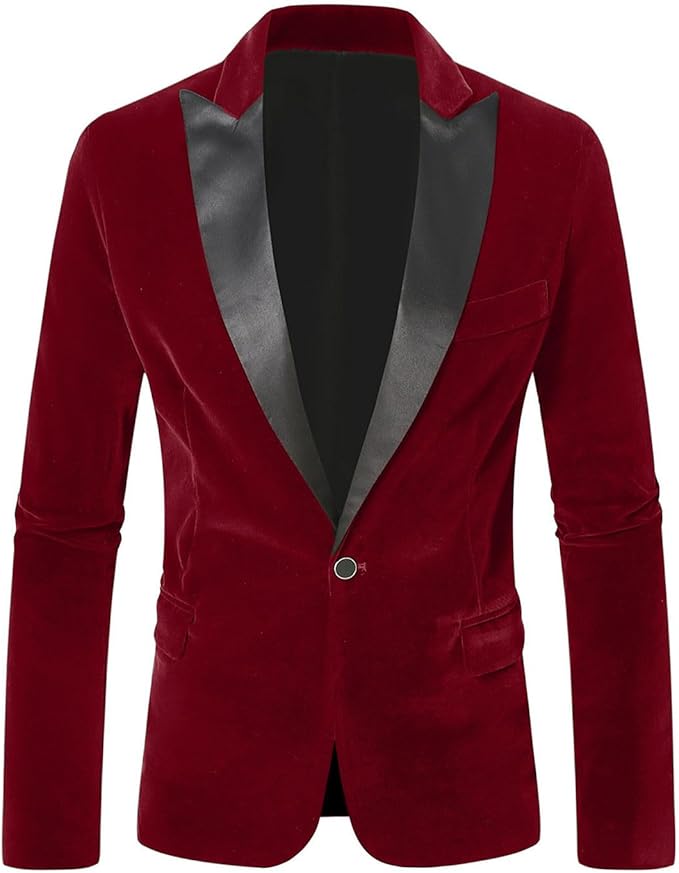Elegant Merlot Red Velvet Dinner Formal Jacket