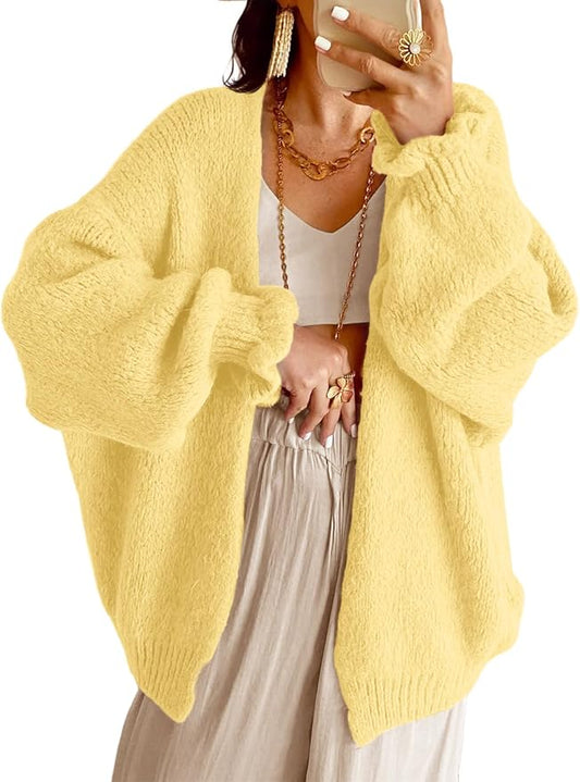 Cozy Soft Light Yellow Cardigan Sweater