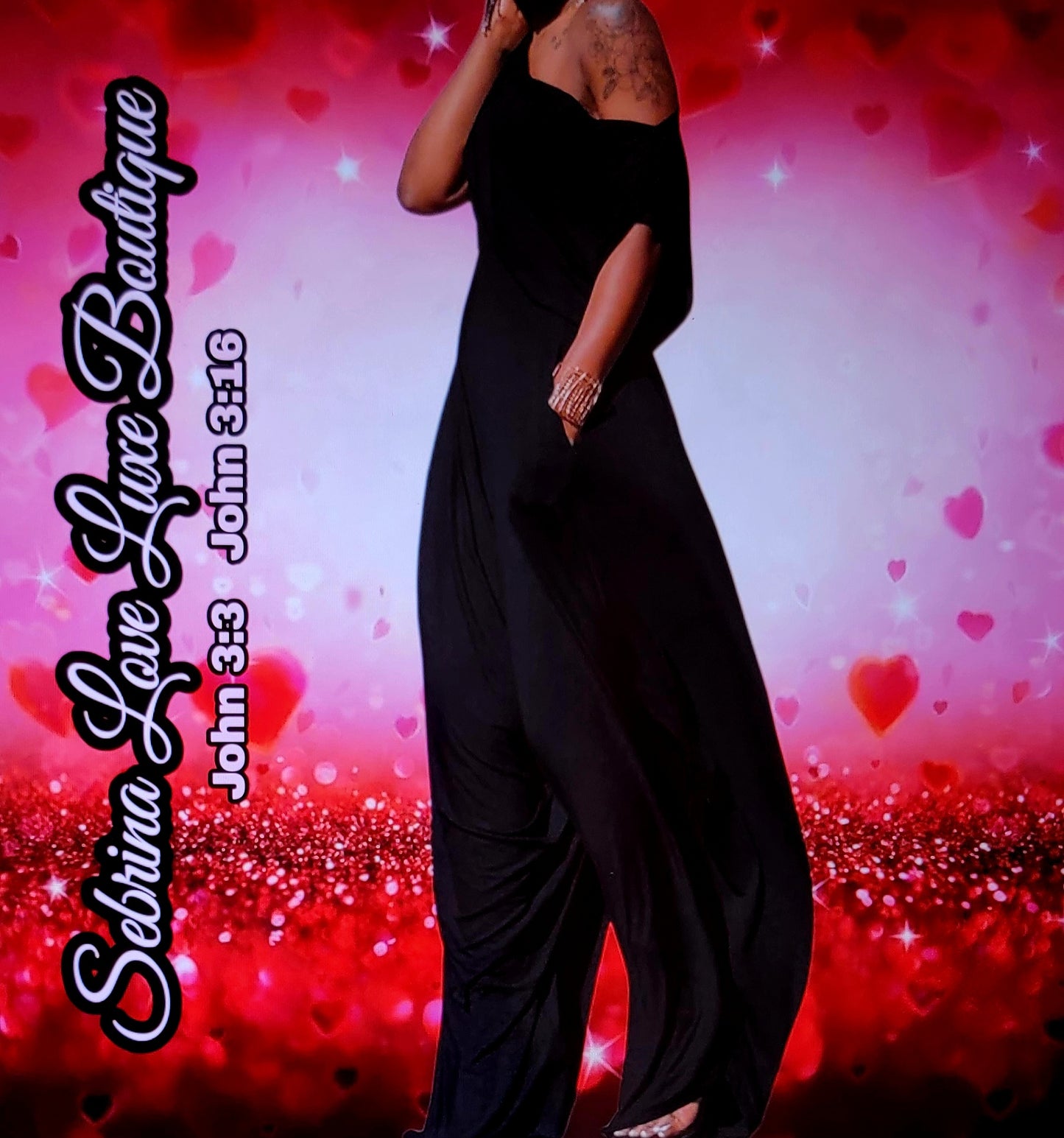 Exotic Black Off The Shoulder Top & Harem Pants Set