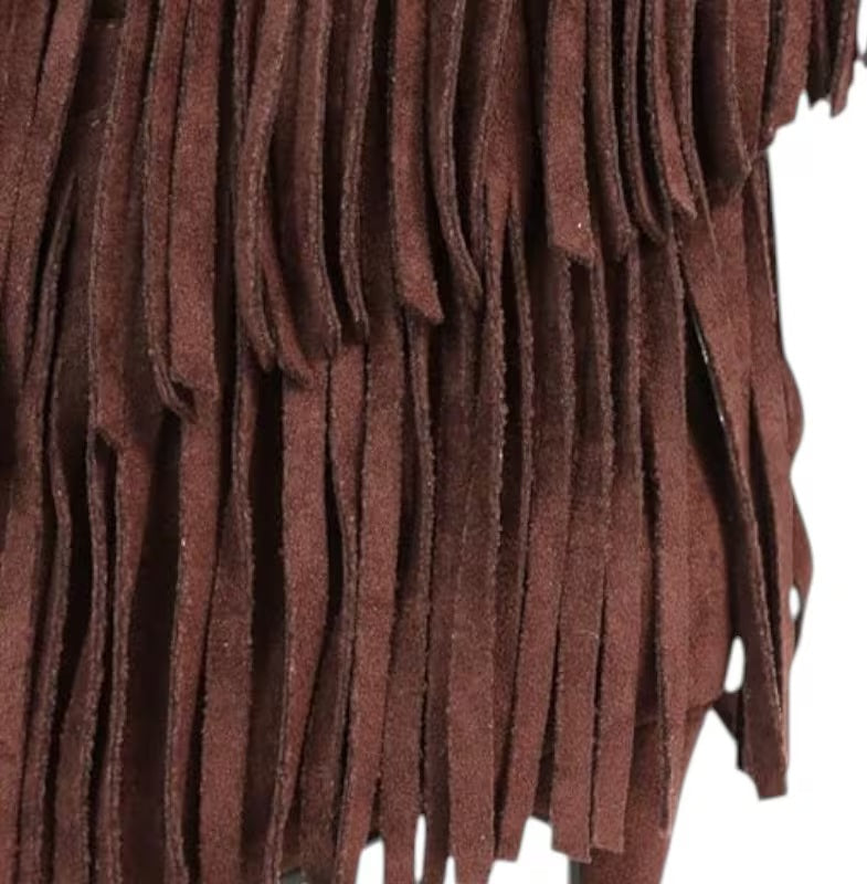 Boho Festival Chocolate Brown Fringe Heeled Boots