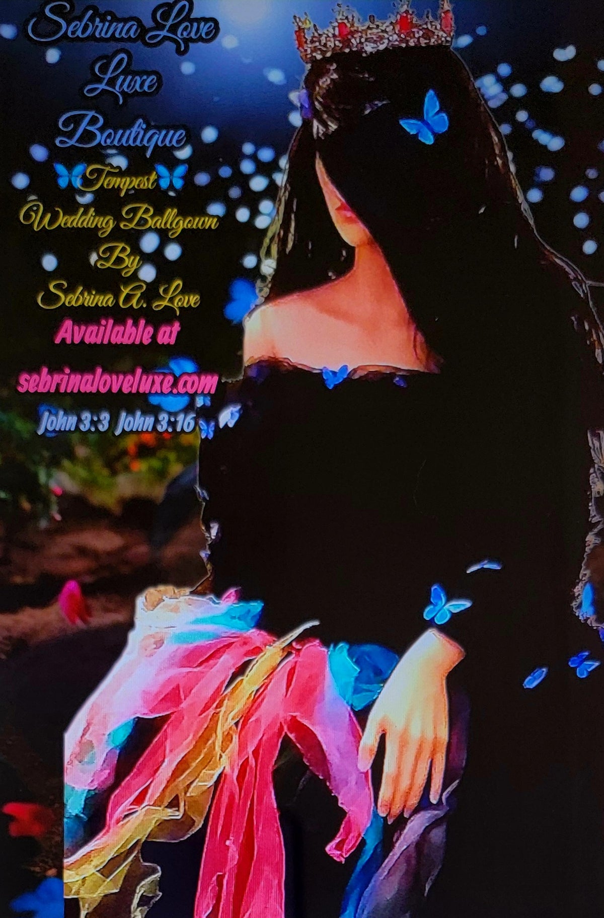 "BRANWYN" Gothic Romance Black Tulle Butterfly Sweater Wedding Ballgown Set
