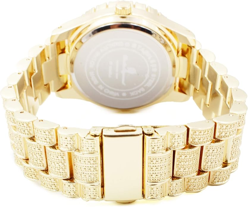 Elegant Gold & Hot Pink Diamante Crystal Bling Watch