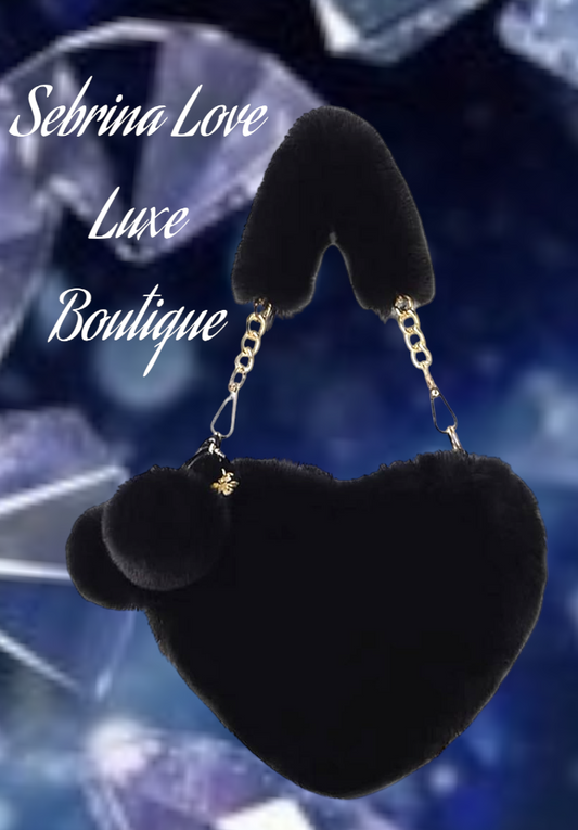 Fluffy Black Faux Fur Purse