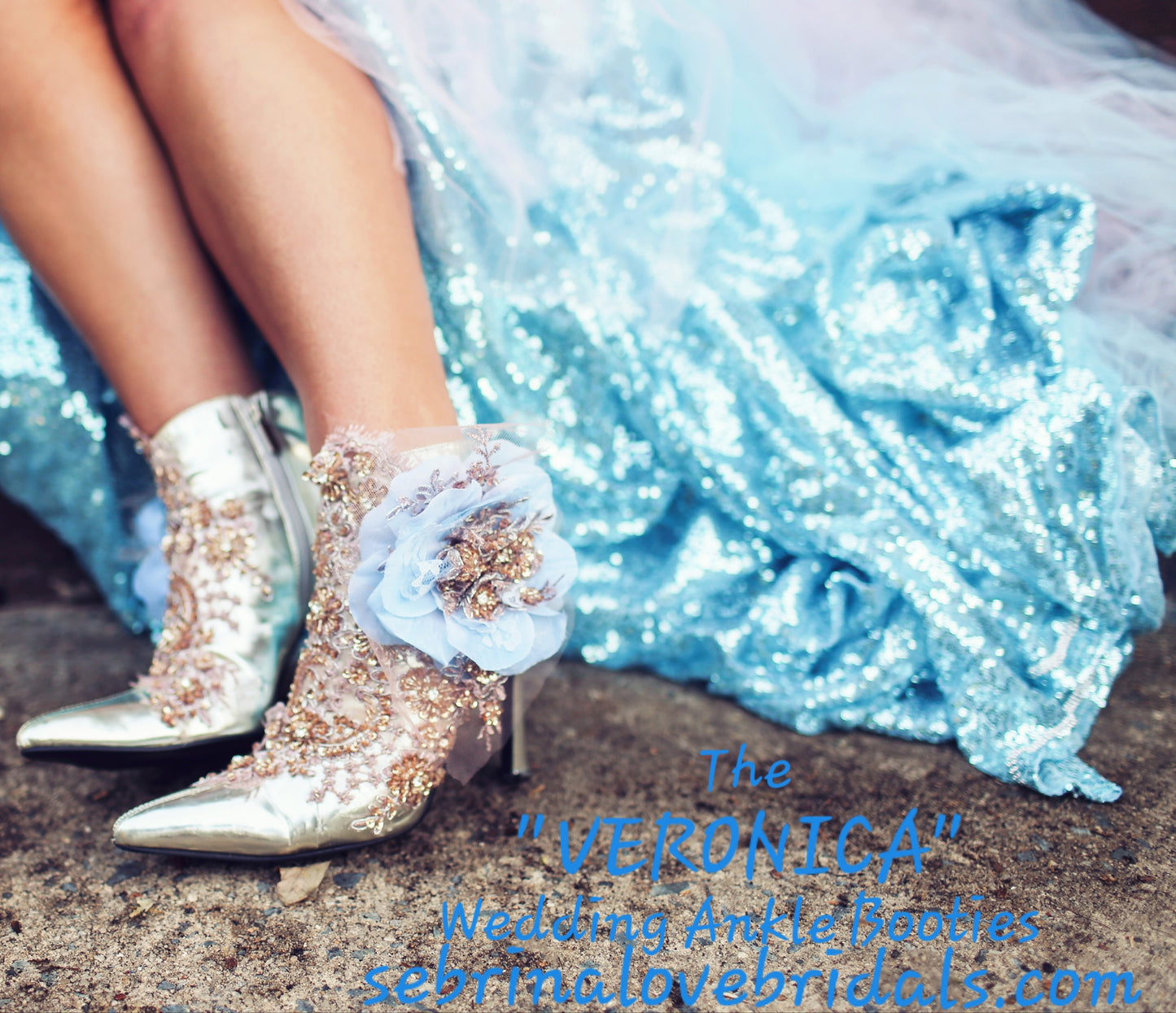 The "VERONICA" Ocean Sequin Lace Tulle Wedding Ballgown Set